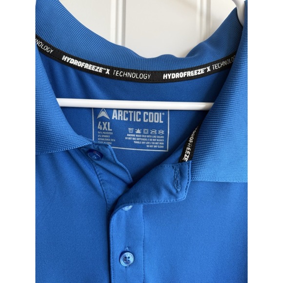 Arctic Cool Golf Polo Shirt Blue 4XL Short Sleeve  Lightweight HydroFreeze Tech - Picture 2 of 4